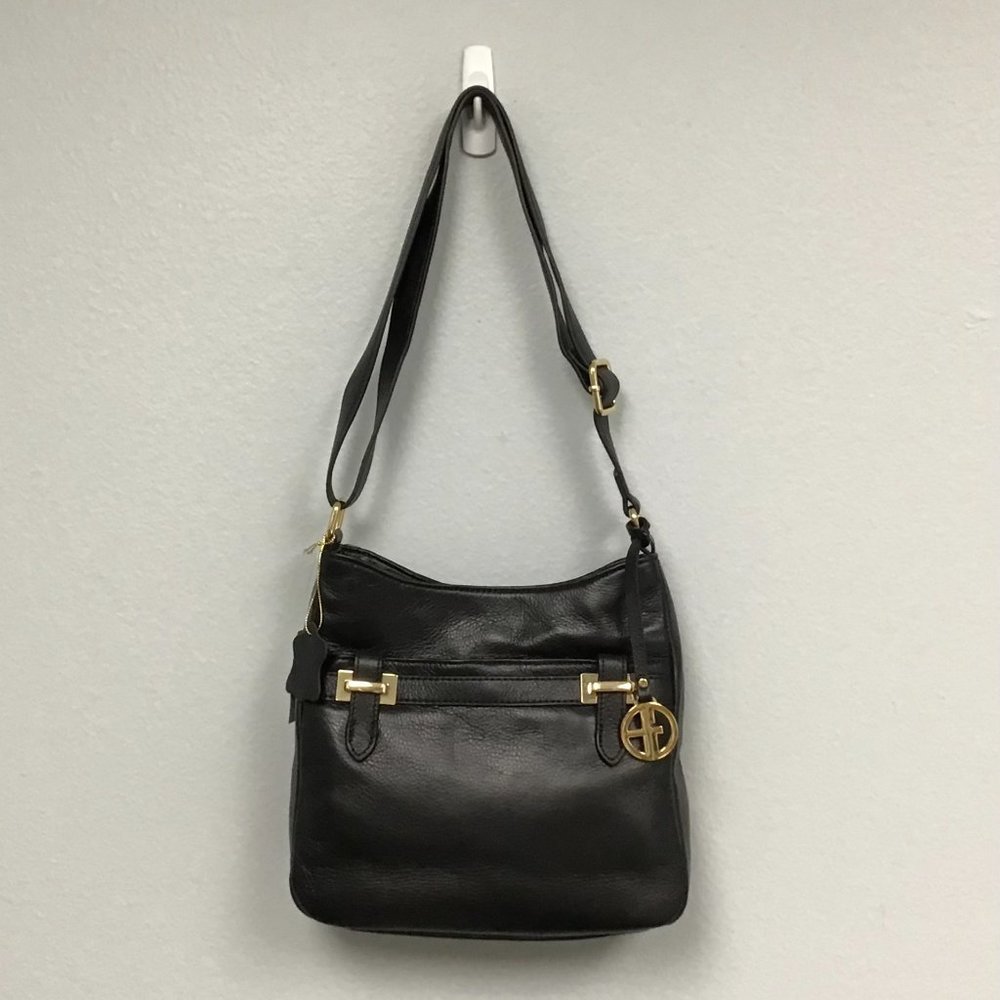 GIANI BERNINI Pebble Bridle Leather Crossbody In Black - NWT